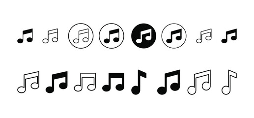 Black Music Notes Vector Icons Set