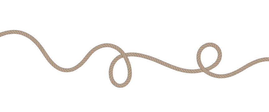Brown rope with two loops isolated on a transparent background