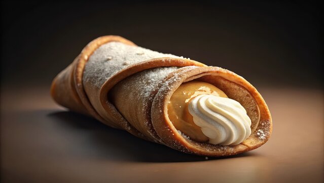 Traditional Sicilian dessert cannoli with crispy shell and sweet ricotta filling