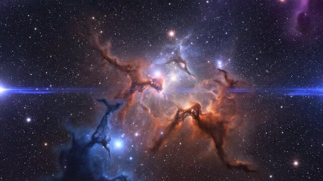 dreamlike cinematic outer space footage slow motion cosmic travel stars and nebula clouds glowing softly colorful deep space background calm atmospheric universe smooth motion high resolution no text 