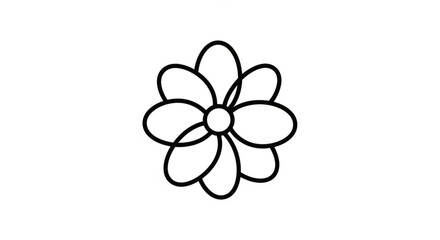 Simple black line drawing of a flower on white background