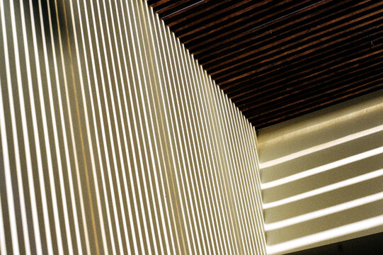 Film photo of an elegant Interplay of Lines and Shadows on Wall