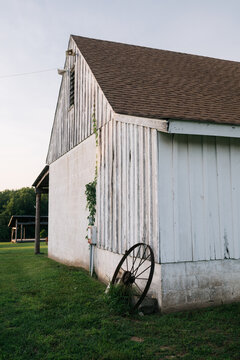 Iron Wheel and Barn