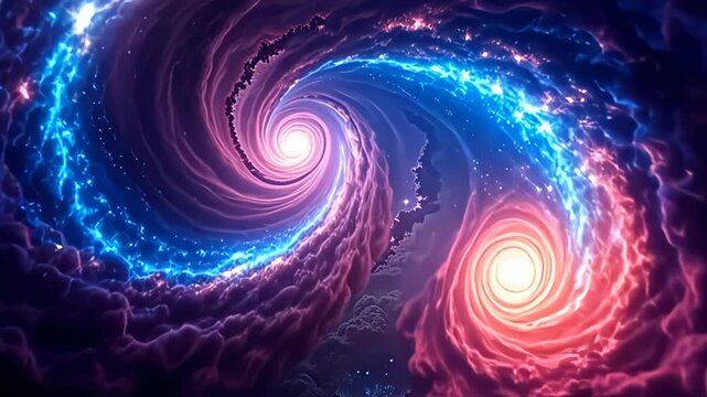 Encapsulated by the Astral Border Frame traced in stars and cosmic fog, a symphony of color emerges, as vibrant, swirling galaxies of fuchsia and turquoise converge and diverge in a