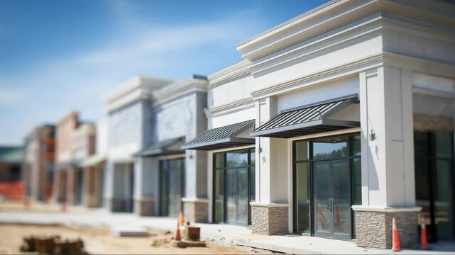 Retail storefronts under development for leasing and tenant fitout
