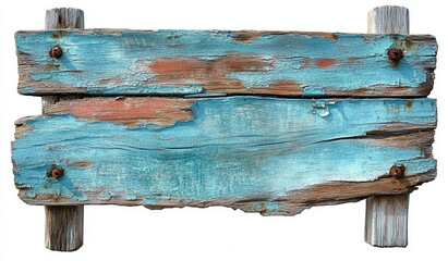 Old Wooden Signboard with Faded Blue Paint