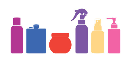 set of cosmetic bottles
