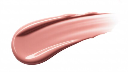 Smudge of shiny pink lip gloss on white background