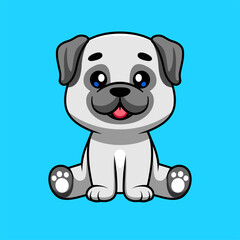 Fototapeta premium Cute Gray Puppy Cartoon Illustration for Pet Care, Animal Branding, and Friendly Mascot Design