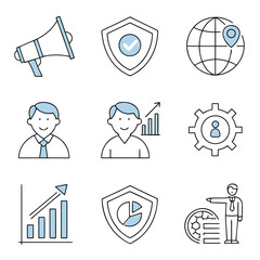 A collection of business and security icons Vector