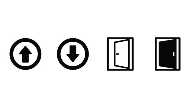 Round icon collection with arrow points up and down isolated for interface design