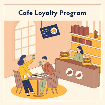 Cafe loyalty program instagram post for coffee shop rewards and customer appreciation marketing campaign