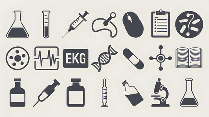 Obraz premium A collection of medical and scientific icons on a clean background