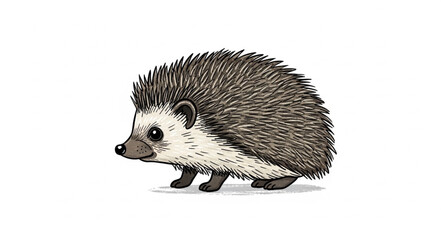 Cute Hedgehog Illustration on White Background. © BERKAH