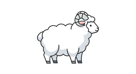 Sheep wearing headphones standing alone in a white background symbolizing music or sound concept