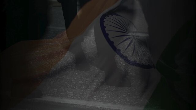 Indian military illustration. Indian Army with waving flag of India. Indian Troopers Illustration.
