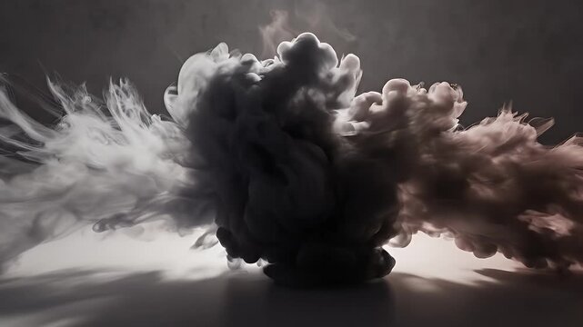 Wispy smoke plumes in abstract light and shadow