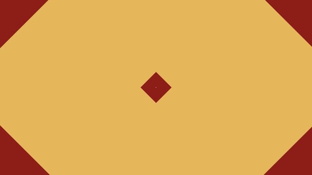 Geometric Design of a Red Diamond Shape Centered on a Yellow Hexagonal Background with Red Border Accents