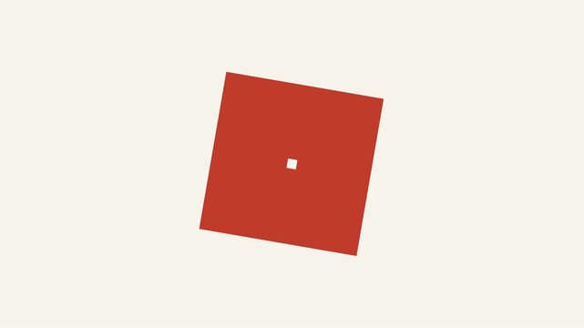 Minimalist abstract geometric design featuring a tilted red square with a central white dot, set against a subtle light background, evoking modern simplicity