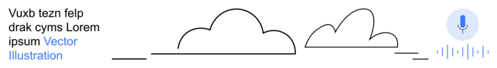 Technology, communication, digital tools, AI interaction, minimalist design, voice search. Stylized clouds, microphone icon placeholder text. Technology and communication concept