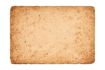 Aged parchment paper texture with distressed vintage grunge effect and antique brown stains on transparent background