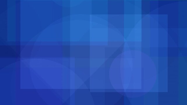 Blue loopble abstract slow motion geometric shapes layering, overlapping circles and squares, professional corporate background