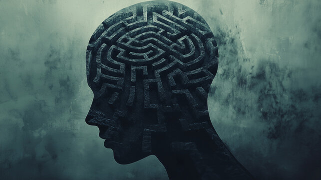 Transparent Head Revealing Maze Of Psychological Entrapment