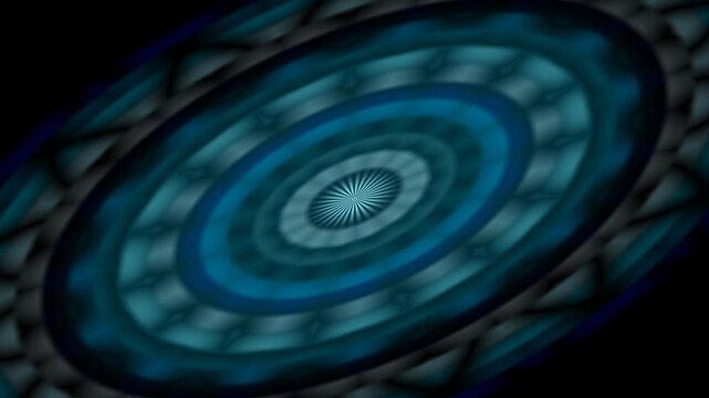 A mesmerizing circular pattern with swirling gradients of blue and black tones