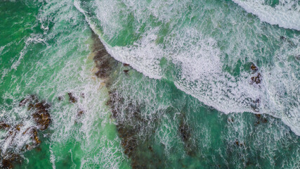 Overhead Aerial view of Waves on a beach Cape Northumberland 