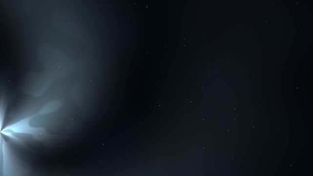 A dark, abstract background with a glowing central burst and faint stars scattered