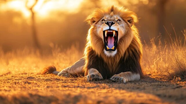 Lion powerful beast showing dominance
