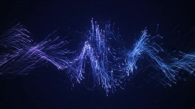 Abstract Blue Light Trails on Dark Background.