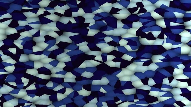 Abstract blue and white patterned texture resembling fragmented glass tiles underwater