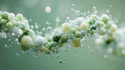 Molecular Chain Dissolving with Bubbles and Vivid Colors in a Fluid Background