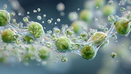 Molecular Chain Dissolving in Liquid with Bubbles and Green Elements