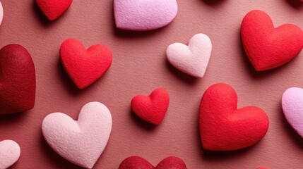 Obraz premium Collection of Colorful Felt Hearts on a Smooth Background for Celebrations of Love and Affection