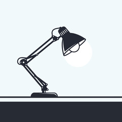 Adjustable desk lamp with light bulb, modern design, minimalist style
