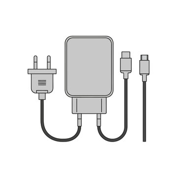USB charger adapter with cables and plug
