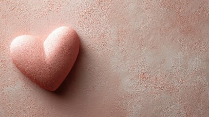 Fototapeta premium Soft Pink Heart on Textured Background Symbolizing Love, Affection, and Emotion for Valentine's Day or Romantic Occasions in a Minimalist Style
