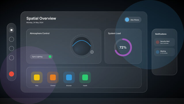 Futuristic Spatial UI Dashboard Concept with Glass morphism Design