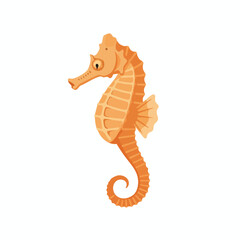 Obraz premium Orange Cartoon Seahorse Illustration