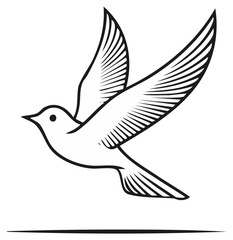 Obraz premium Soaring Dove Line Art for Peace Symbolism and Graphic Design Projects