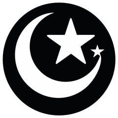 Islamic Symbol Crescent Moon and Star Icon Symbolizing Faith and Spirituality