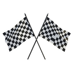 Fototapeta premium Crossed checkered racing flags isolated on transparent background