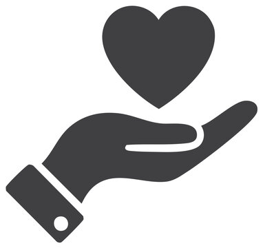 Hand offering heart symbol as a gesture of love, charity, or care and representing affection and compassion
