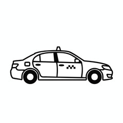 Fototapeta premium Simple Taxi Car Line Art Illustration
