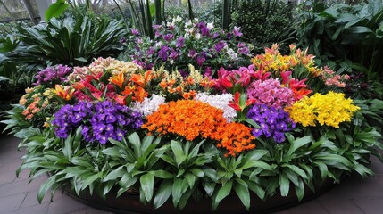 Fototapeta premium A vibrant display of blooming exotic flowers in a colorful arrangement