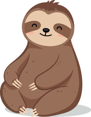 Naklejka premium Cute Sloth Sitting Vector Art Isolated Object Flat Design