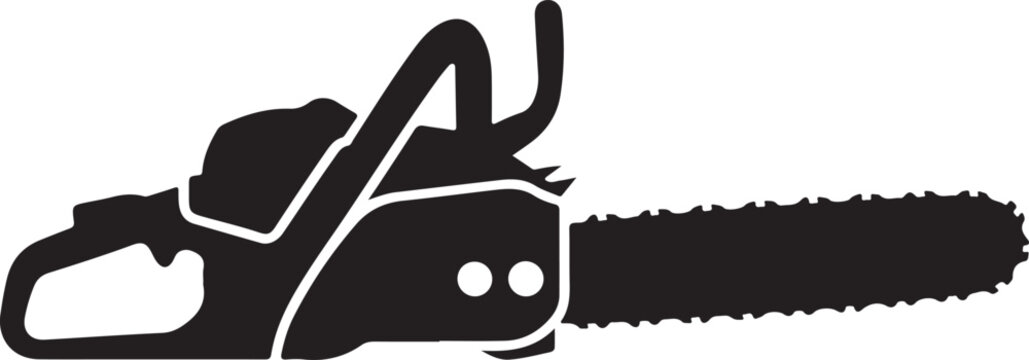 Chainsaw silhouette icon for forestry and cutting work