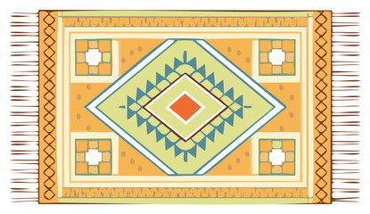 Hand-drawn vector illustration of an ethnic rug with decorative patterns